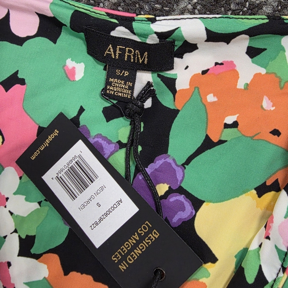 AFRM Floral Cutout Dress in Neon Garden, Size S - Picture 7 of 10